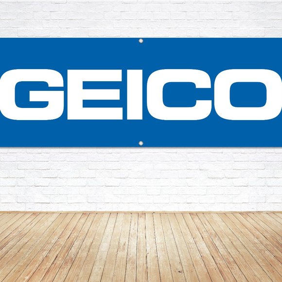GEICO Insurance Logo Vinyl Banner 5ft. Sign Office Broker Kiosk Canopy Display - Picture 1 of 5